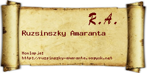 Ruzsinszky Amaranta névjegykártya